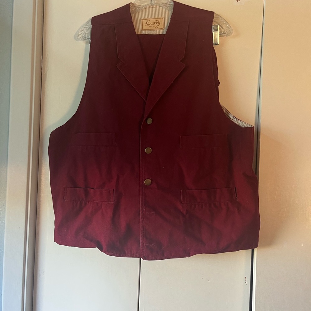 Scully Maroon Buttoned Vest